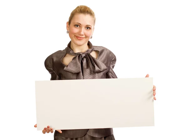 Дівчина з чистим аркушем паперу — стокове фото