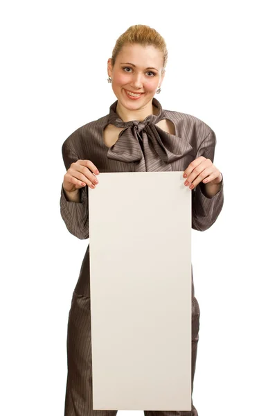 The girl with a clean sheet of paper — Stock Photo, Image