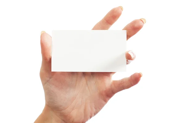 En la tarjeta de mano de las mujeres — Foto de Stock