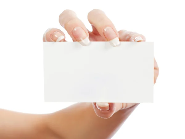 En la tarjeta de mano de las mujeres — Foto de Stock