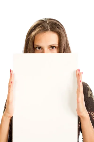 A young girl with paper in hand — Stock Photo, Image