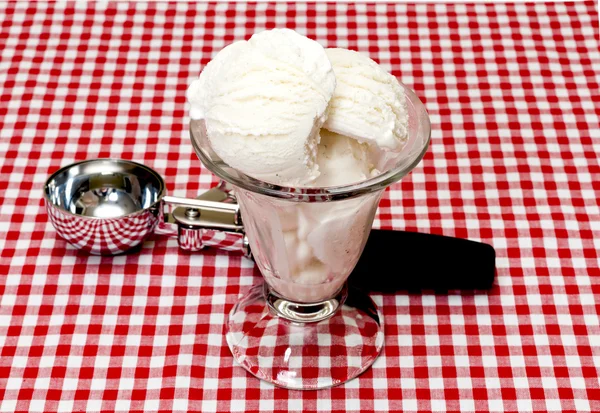 Vanilyalı dondurma ve Kepçe — Stok fotoğraf