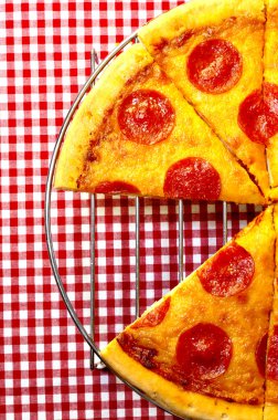 Pepperoni Pizza Half with Slice Removed clipart