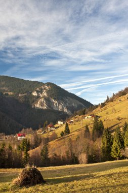 The village Magura in the Carpathian Mountains from Romania. clipart