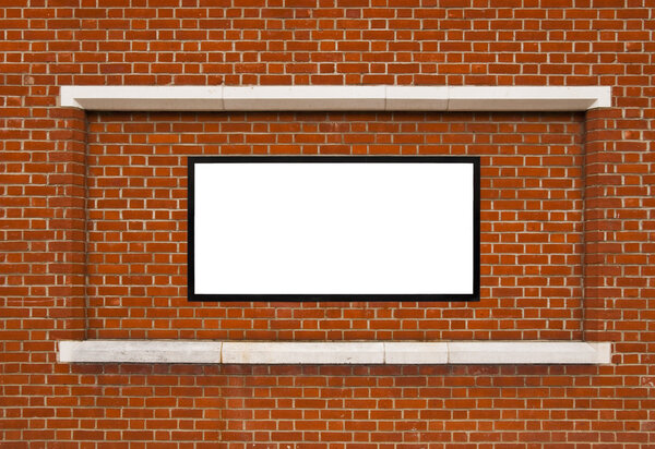Brick wall with white framed copy space