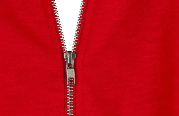 Zip από ένα βαμβάκι κόκκινο πουλόβερ — Φωτογραφία Αρχείου