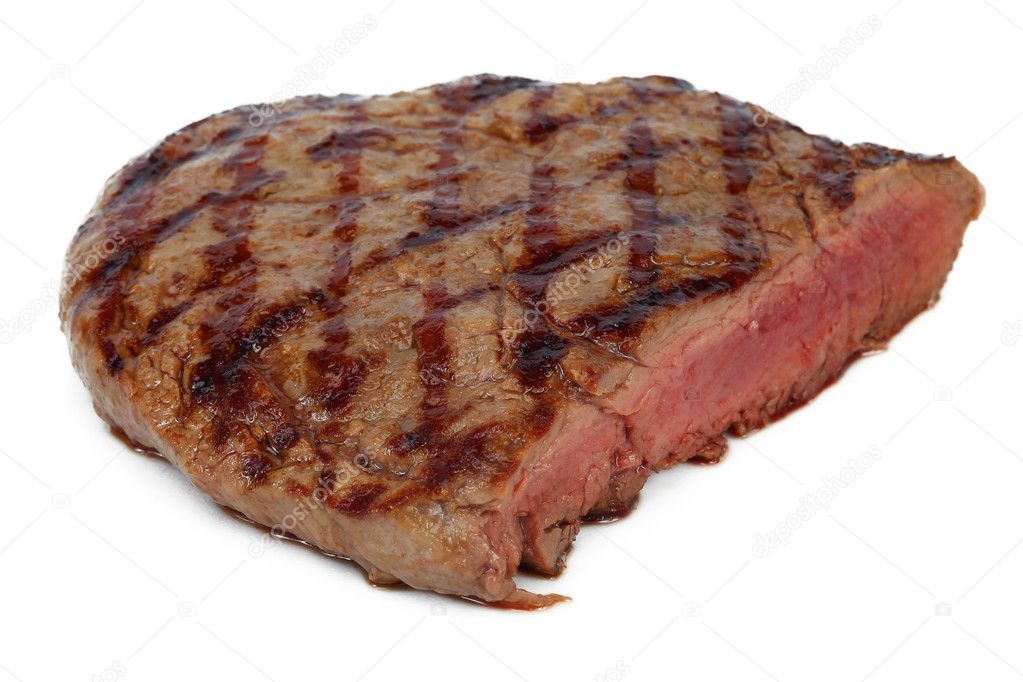 Steak grilled with blood, isolated