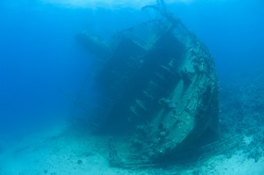 Large stern section of an underwater shipwreck clipart