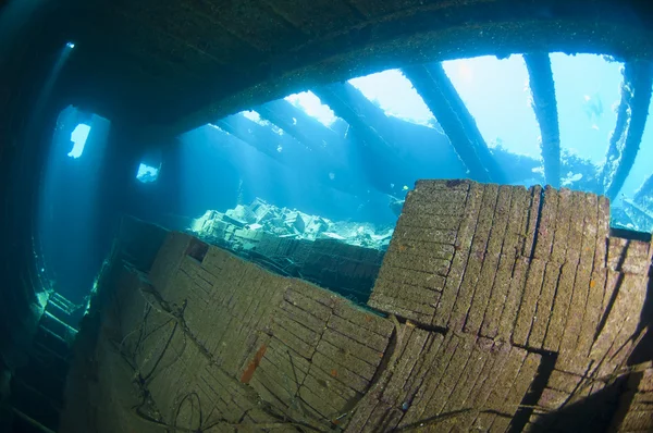 Tiles in the hold of a large shipwreck — Stock Photo, Image