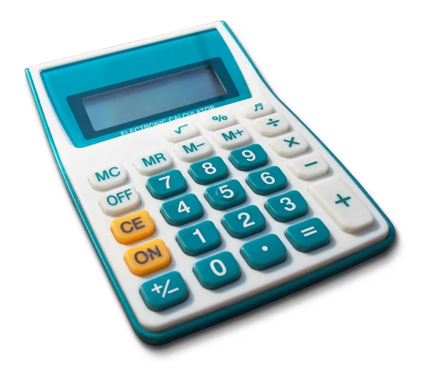 Bílé kalkulačka zelené bílé žluté tlačítko — Stock fotografie
