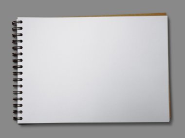 Blank one face white paper notebook horizontal clipart