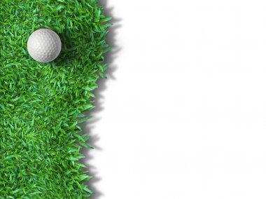 beyaz golf topu izole yeşil çimenlerin üzerinde
