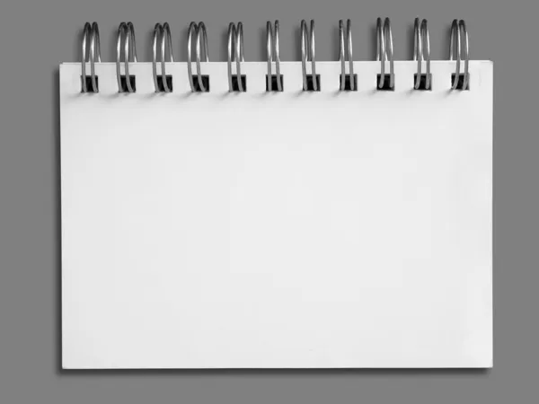 Blocco note in carta bianca bianco orizzontale — Foto Stock