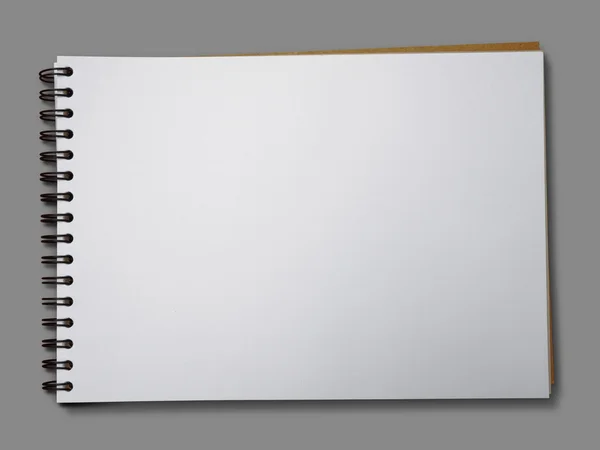 空白一脸白色纸质笔记本水平 — 图库照片