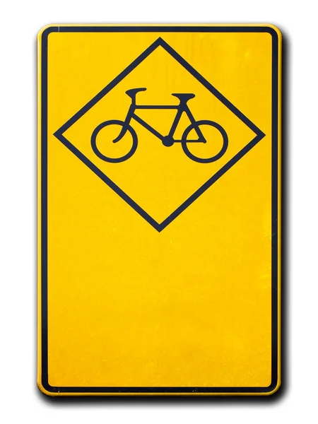 ป้ายเตือนสีเหลือง จักรยาน — ภาพถ่ายสต็อก