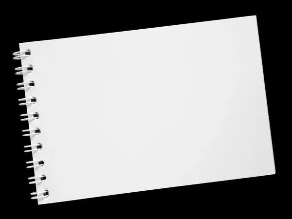 Cuaderno blanco en blanco sobre negro — Foto de Stock