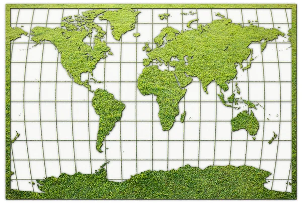 Yeşil çim Dünya Haritası — Stok fotoğraf