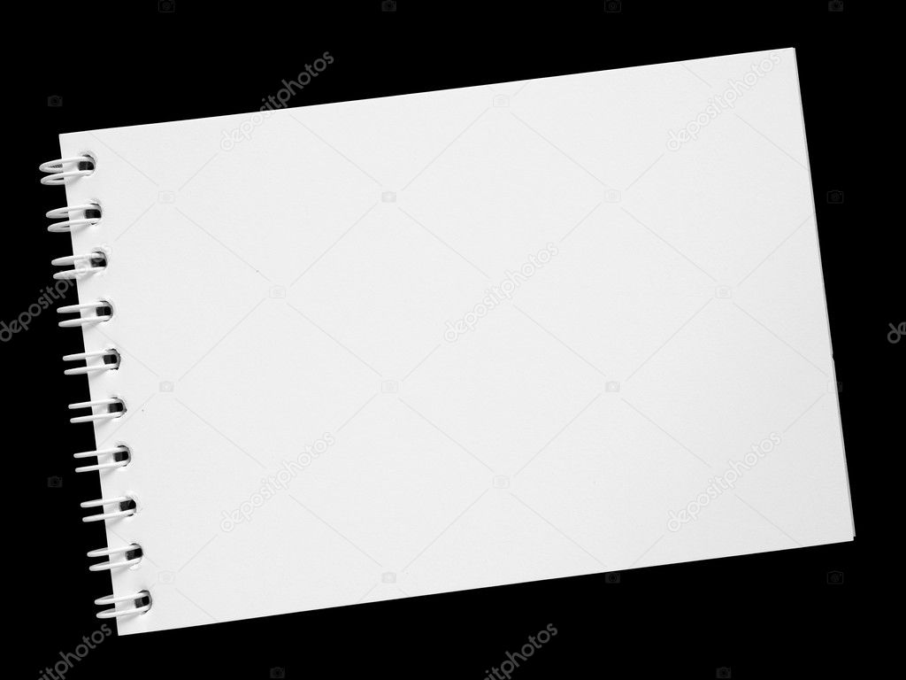 Blank white note book on black