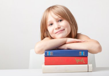Girl with books clipart