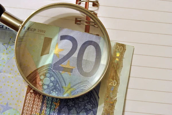 Quaderno e euro — Foto Stock