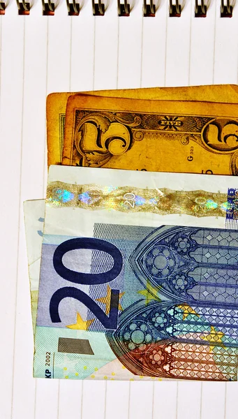 Notas euro e dólar — Fotografia de Stock