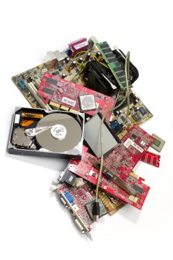 Old computer parts on bunch clipart