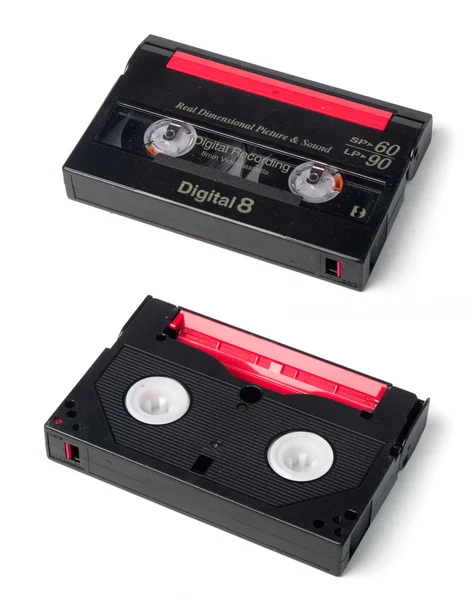 Цифровой 8 видео касеты, передняя и задняя сторона — стоковое фото