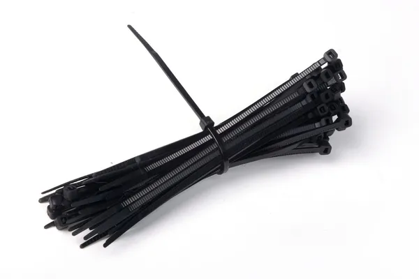 stock image Bunch of black plastic cable ties