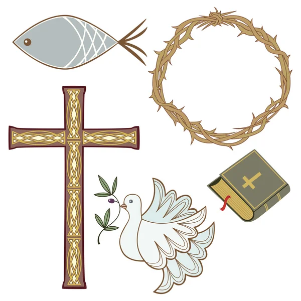 Christian szimbólumok gyűjteménye — Stock Vector