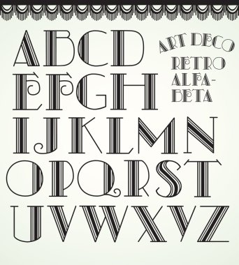 Art deco alphabet clipart