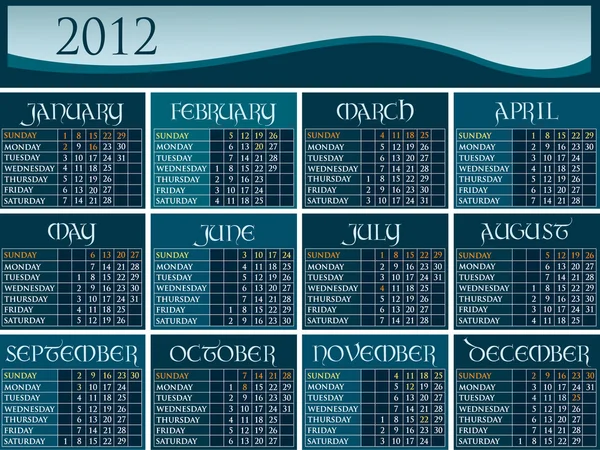 Ons kalender 2012 — Stockvector