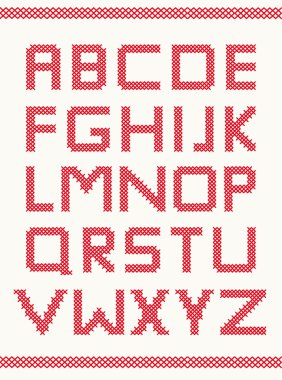 Cross stitch alphabet clipart