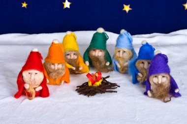 Seven rainbow dwarfs clipart