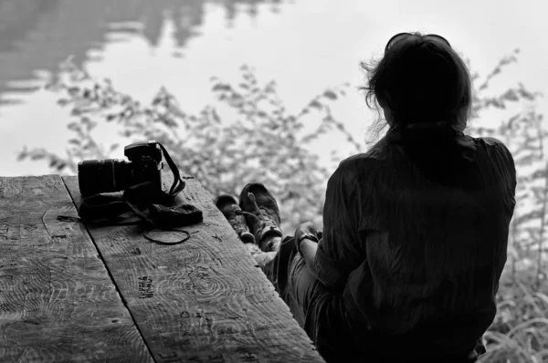 stock image Photographer taking a rest