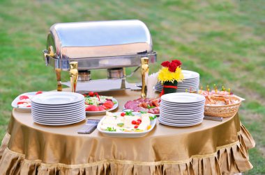 Catering food at a wedding party clipart