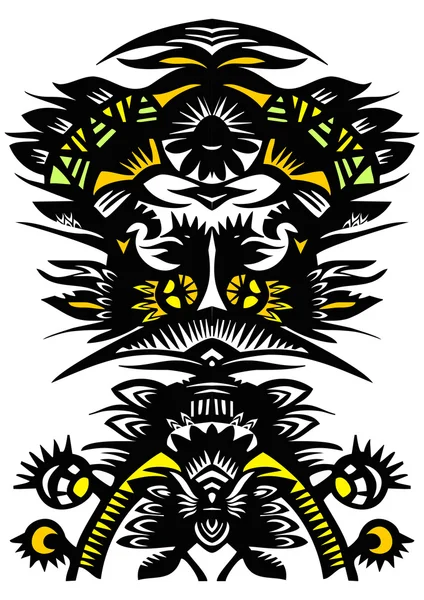 Motif floral décoratif avec des oiseaux — Image vectorielle
