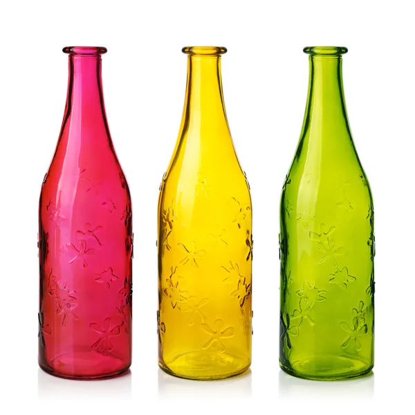 Frascos de vidro coloridos vazios — Fotografia de Stock