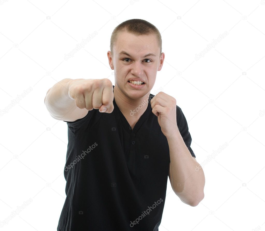 Angry man punched