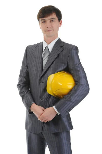 Üzletember, a konstrukciót sisak — Stock Fotó