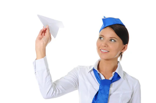 Attractive stewardess — Stock Photo, Image