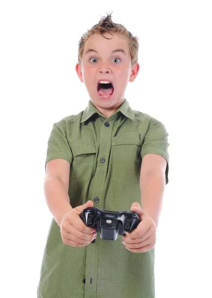 Bir joystick ile komik çocuk — Stok fotoğraf