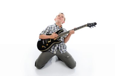 Little musician playing guitar clipart