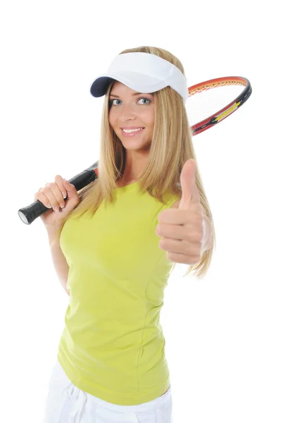 Красивая женщина с теннисной ракеткой . — стоковое фото