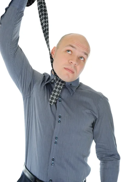 Businessman hanged himself in a tie Royalty Free Stock Photos