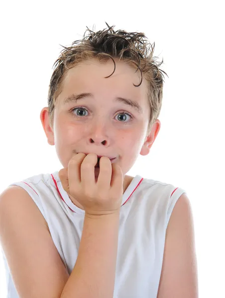 Portrait of a frightened boy — Stock Photo, Image