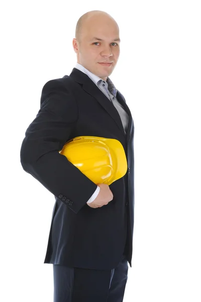 Empresario con casco de construcción — Foto de Stock