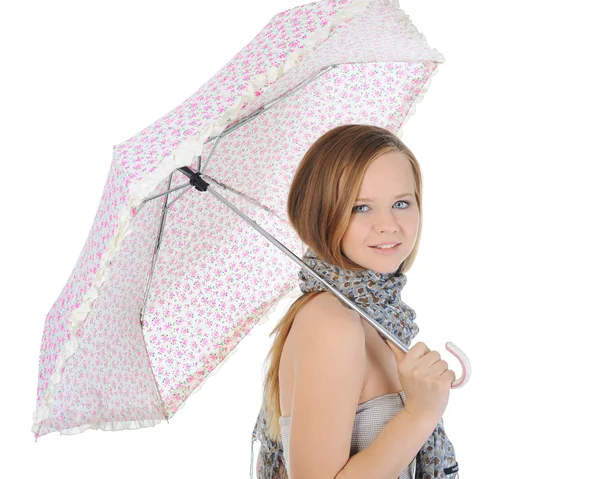 Image of a woman with umbrella — Stock Photo, Image