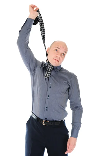 Businessman hanged himself in a tie — Stock Photo, Image