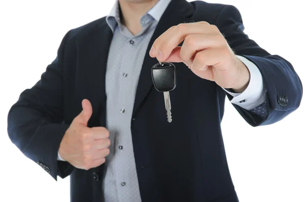 Zakenman geeft de sleutels tot de auto — Stockfoto