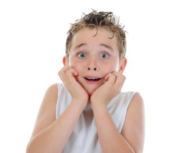 Portrait of a frightened boy clipart